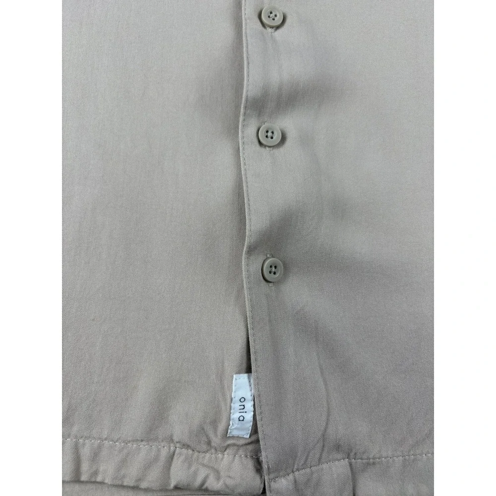 Onia‎ Tan Beige Viscose Short Sleeve Button Down Camp Shirt Womens Large L/G